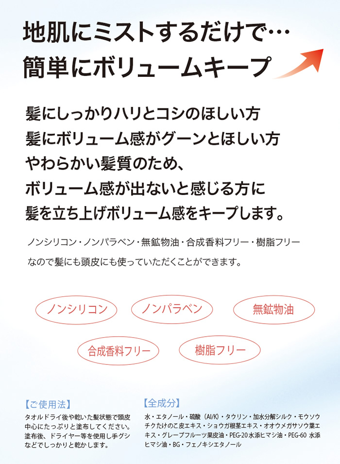 地肌にミストするだけで…簡単ボリュームアップ！